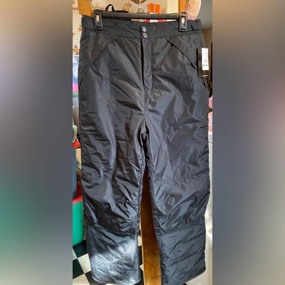 London Fog Unisex Black Snow/Ski Pants with adjustable waist, insulated Y Large